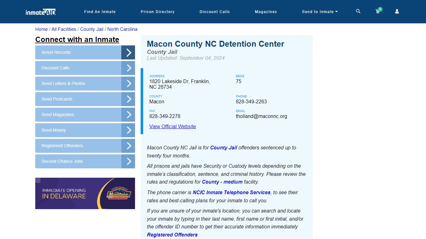 Macon County NC Detention Center - Inmate Locator