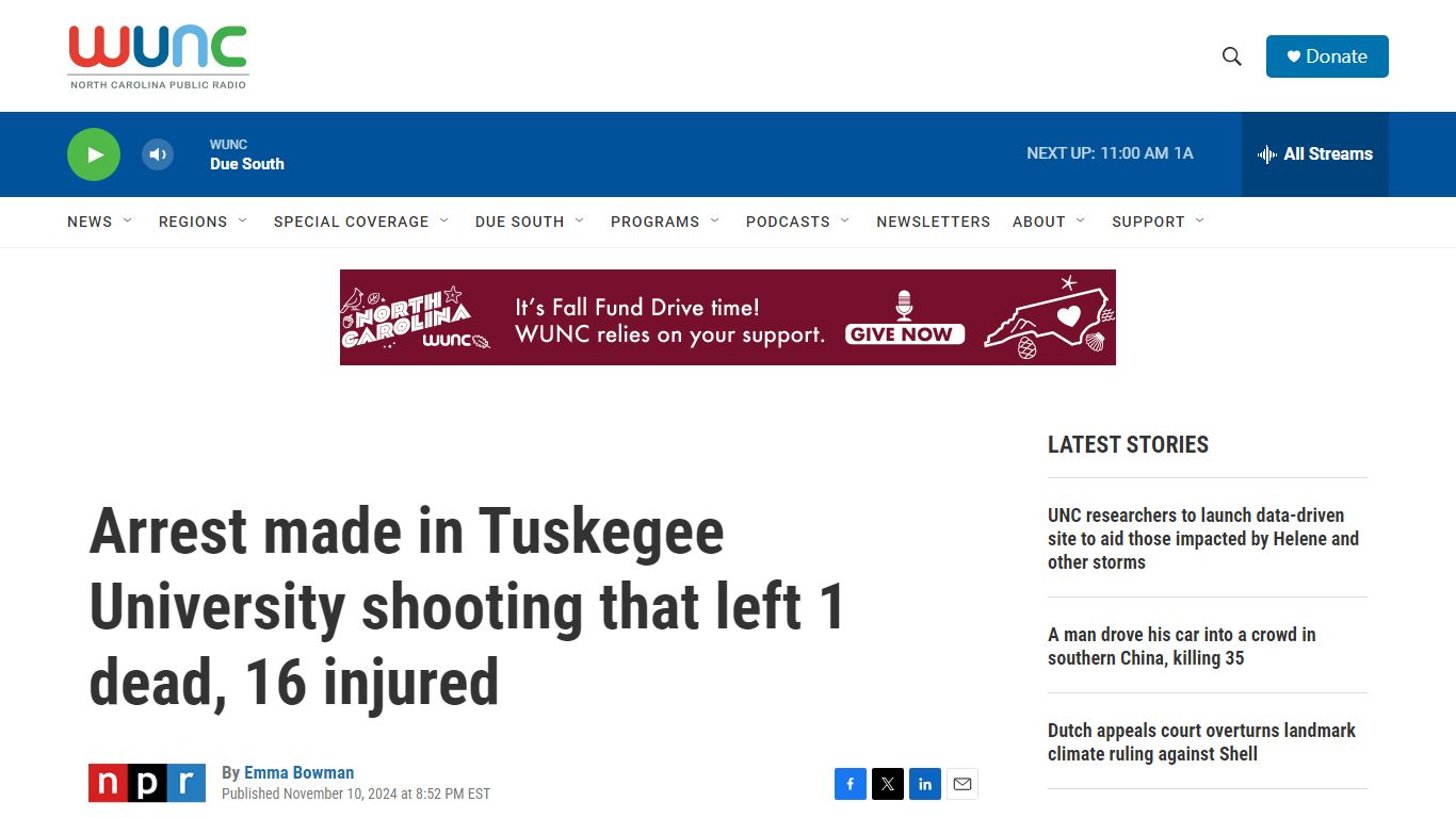 Arrest made in Tuskegee University shooting that left 1 dead, 16 ...